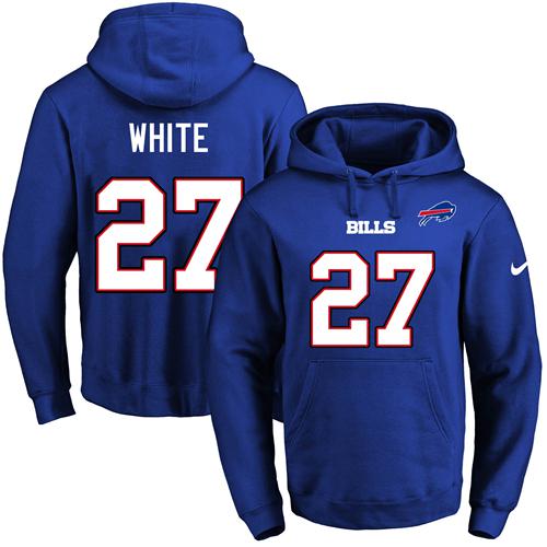 Nike Bills #27 Tre'Davious White Royal Blue Name & Number Pullover NFL Hoodie